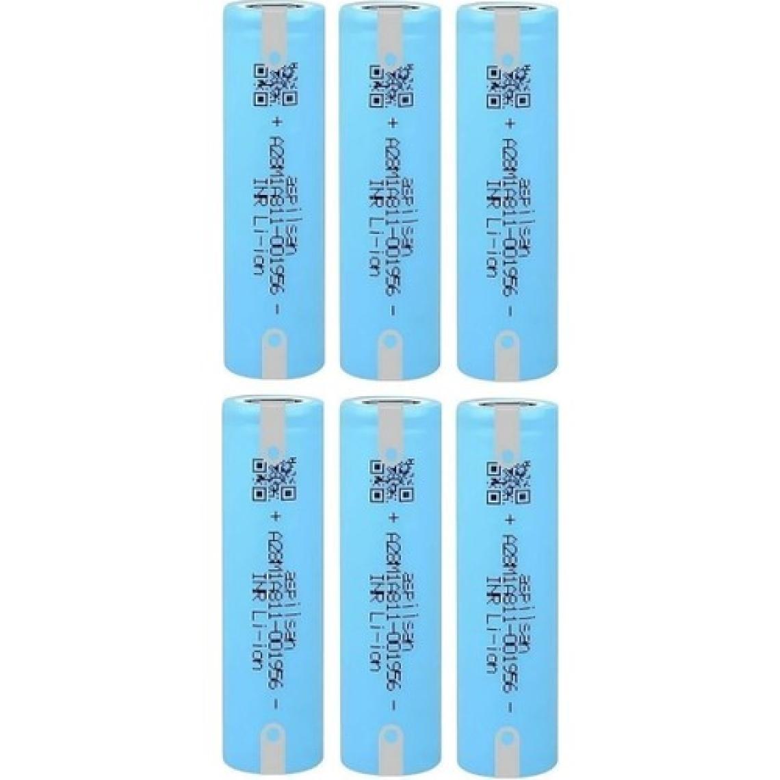 Aspilsan A28 Başlıksız Puntalı 3.7V 2900MAH 25A Discharge Şarjlı Li-Ion Pil 6 Adet Set