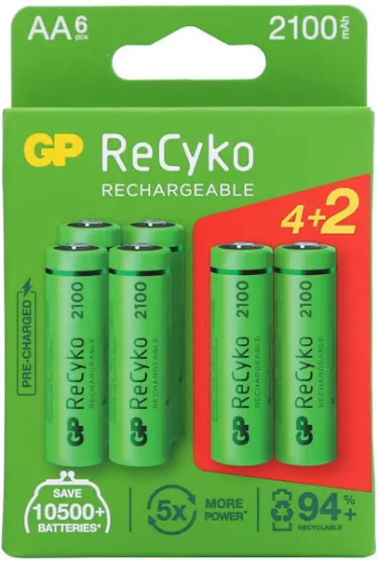 2100Mah 4+2 Şarjlı Kalem Pil Recyko