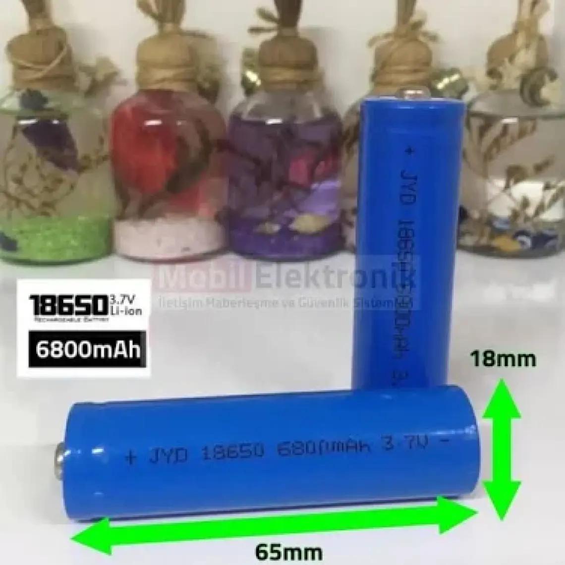 18650 Şarjlı Pil (El Feneri Pili) 3.7V 6800MAH 18X65MM Tekli