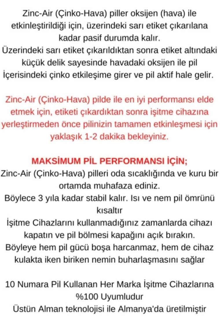 Oticon Işitme Cihazı Pili Oticon 5'li Paket 312 Numara