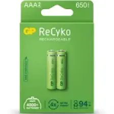 GP Recyko 650 mAh 1.2V AAA Boy NiMH İnce Şarjlı Pil 2'li Kart