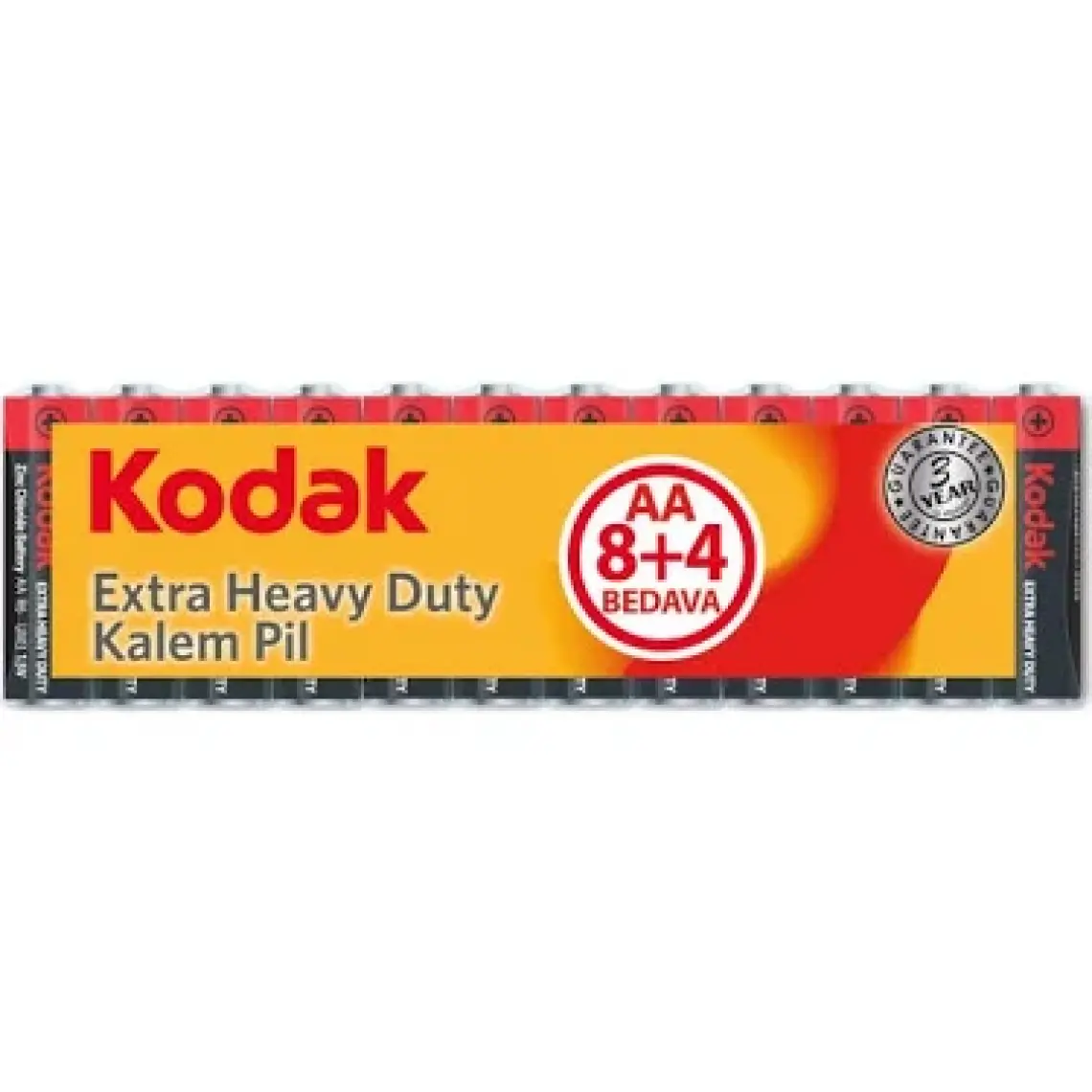 Kodak Blisterli Çinko Karbon Kalem Pil ( 8+4 Hediye ) - 12'li Paket