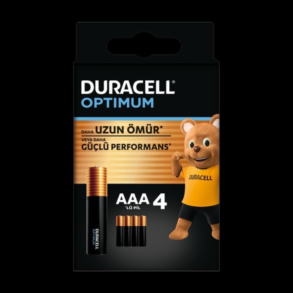 Duracell Optimum AAA Pil (4'lü paket), Alkalin Pil 1,5V, LR03 MX2400