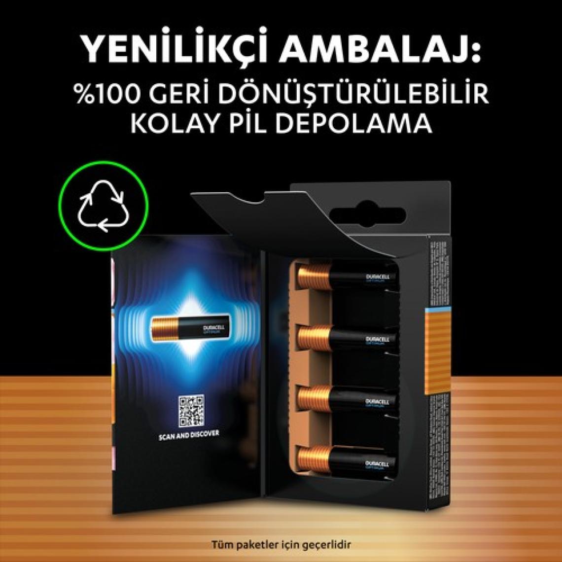 Duracell Optimum AAA Pil (4'lü paket), Alkalin Pil 1,5V, LR03 MX2400