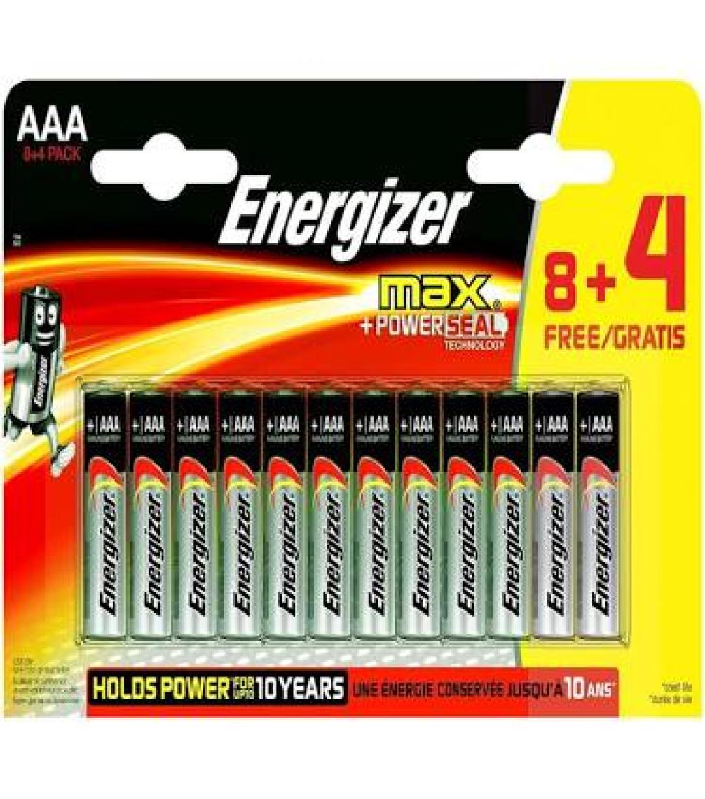Energizer Alkaline Max Power Seal 8+4 AAA İnce Pil
