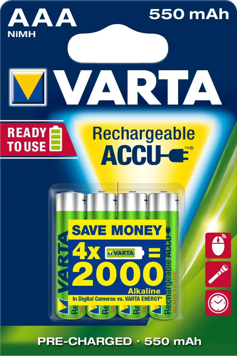 Varta Şarj Edilebilir Accu Aaa 550 Mah İnce Şarjlı Pil 4'lü