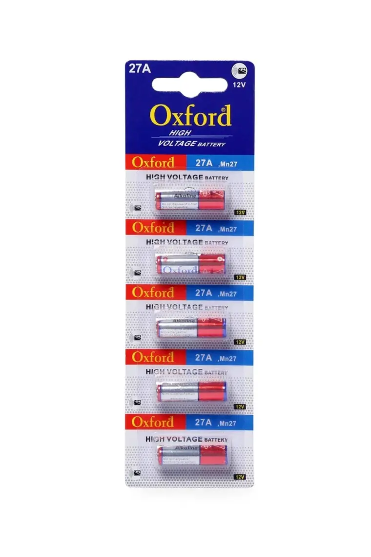 Oxford 27A MN27 V27A V27GA 12 Volt Alkalin Araç Kumanda ve Kapı Zili Pili 5’li Paket