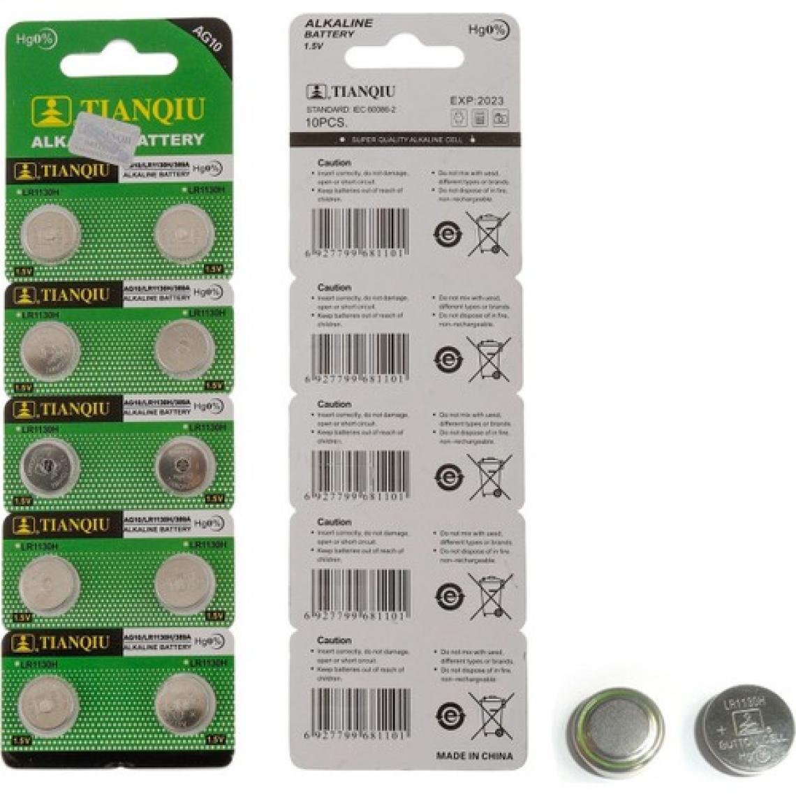Tianqiu AG10 LR1130H /389A Alkalin Düğme Saat Pili 10'lu Paket