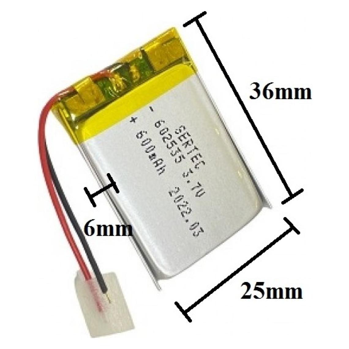 Sertec 602535 3.7V 600 Mah Lityum Polimer Pil 1.5A (Drone Için Uygun Değildir)
