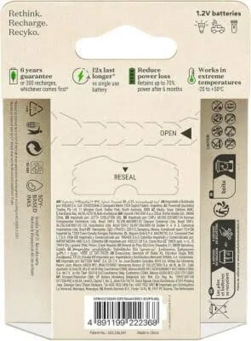 GP Recyko 950 mAh 1.2V AAA Boy NiMH İnce Şarjlı Pil 6'lı Kart