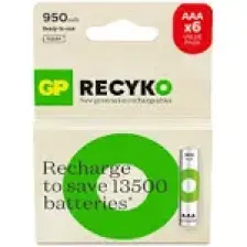 GP Recyko 950 mAh 1.2V AAA Boy NiMH İnce Şarjlı Pil 6'lı Kart