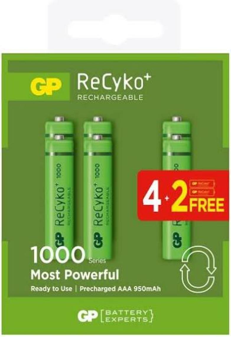 GP Recyko 950 mAh 1.2V AAA Boy NiMH İnce Şarjlı Pil 6'lı Kart