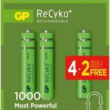 GP Recyko 950 mAh 1.2V AAA Boy NiMH İnce Şarjlı Pil 6'lı Kart