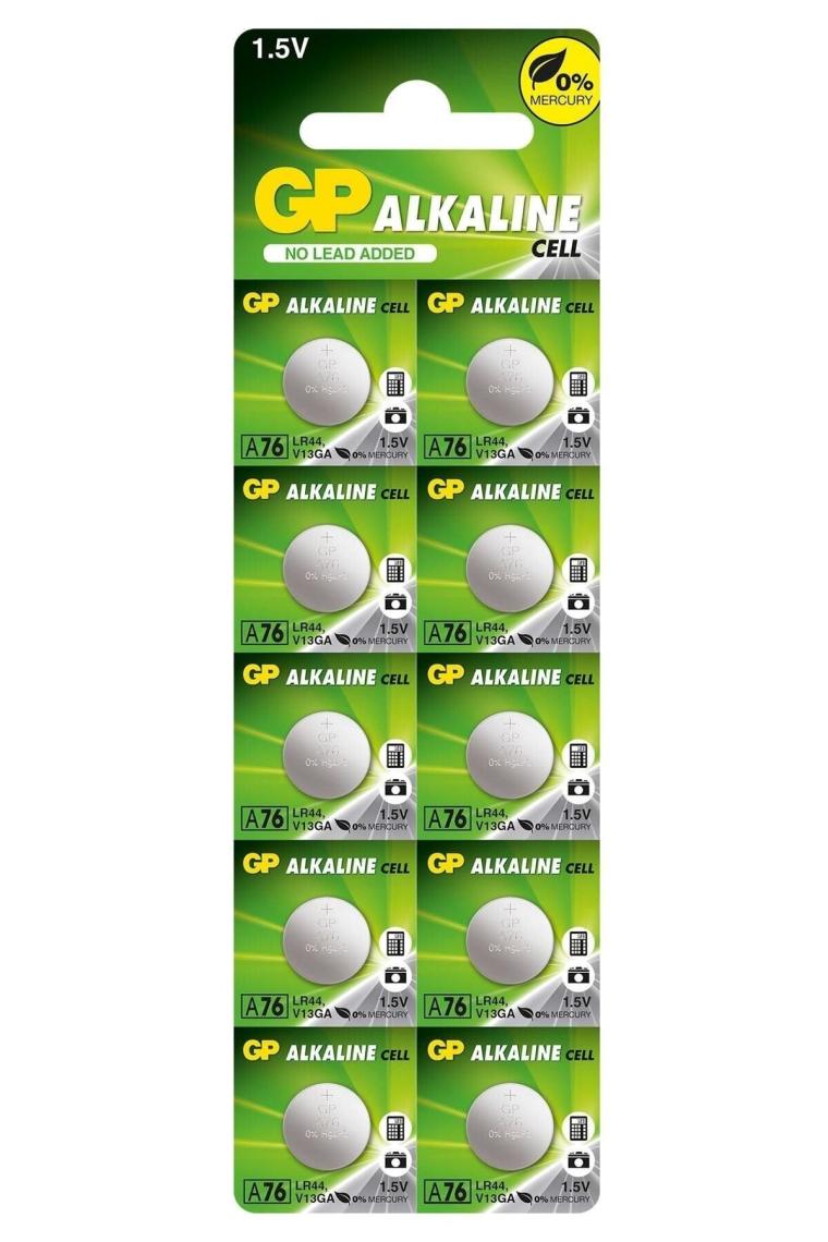 GP A76 LR44 10'lu Alkalin Düğme Pil
