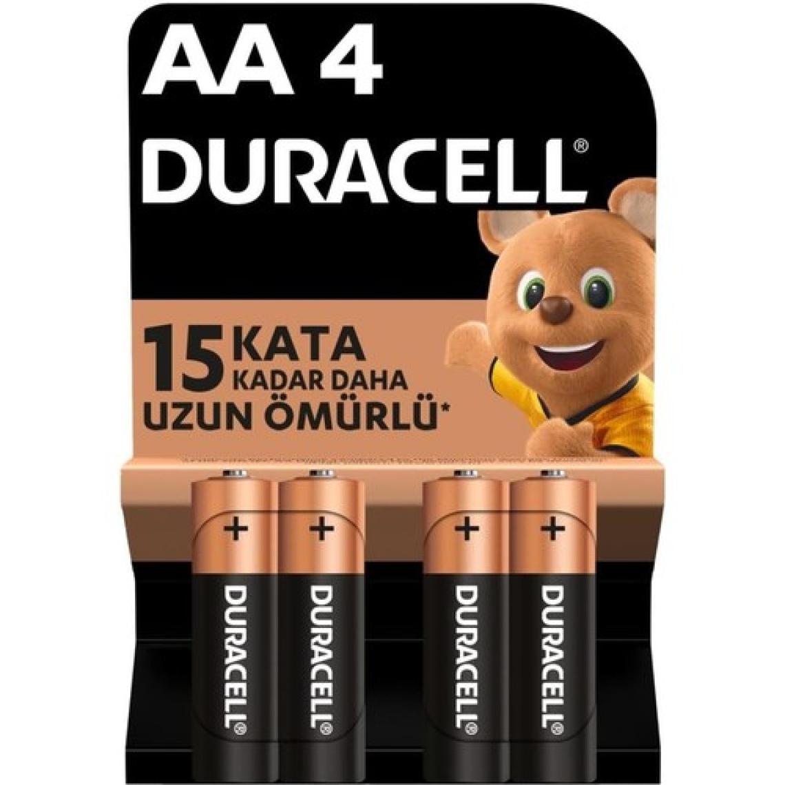 Duracell Alkalin AA Kalem Pil, 1,5 V LR6/MN1500, 4'lü paket