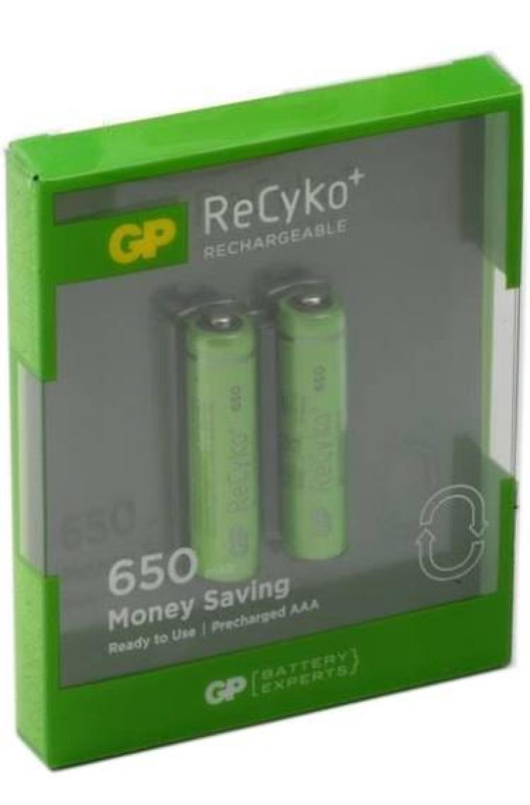 GP Recyko 650 mAh 1.2V AAA Boy NiMH İnce Şarjlı Pil 2'li Kart