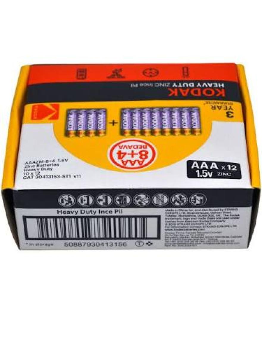 Kodak 12 Adet Çinko Karbon Shrink ince Pil AAA
