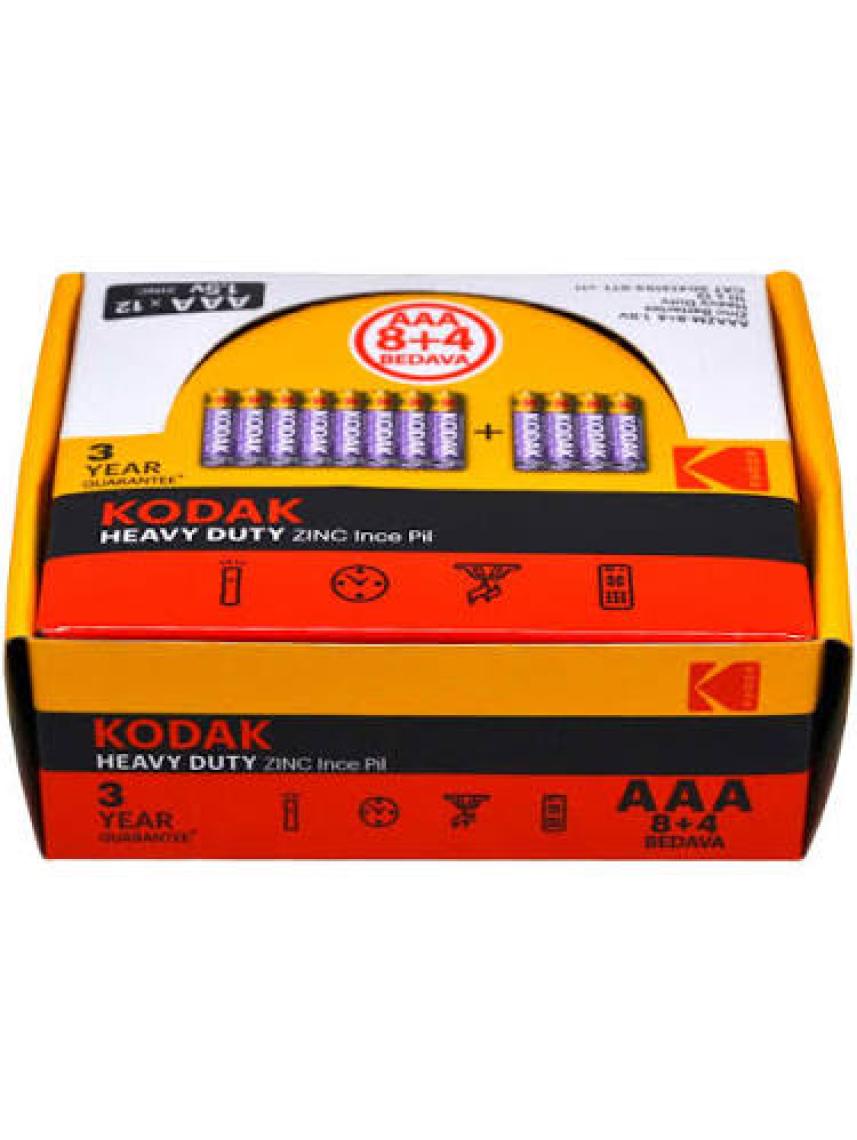 Kodak 12 Adet Çinko Karbon Shrink ince Pil AAA