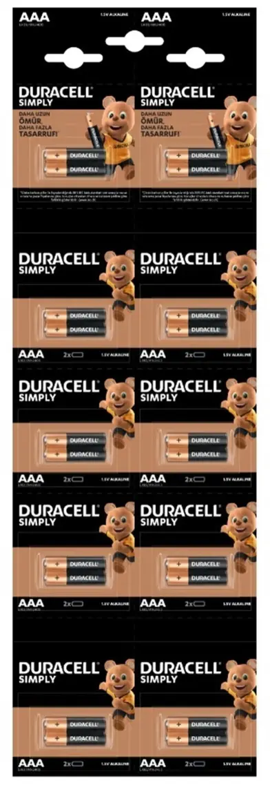 Duracell Alkalin AAA İnce Kalem Piller 2’li paket