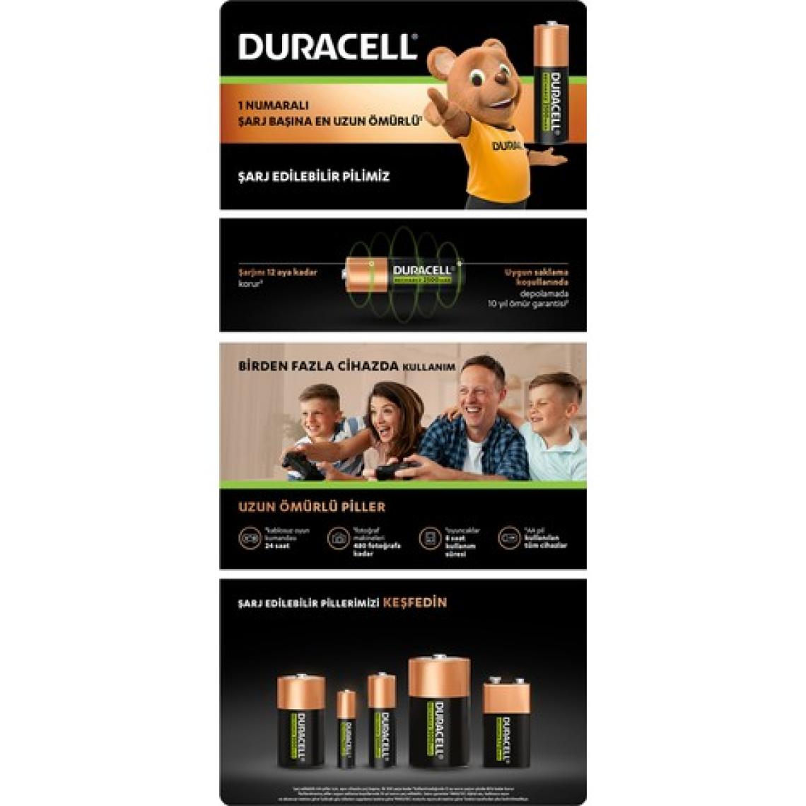 Duracell Şarj Edilebilir AA Kalem Pil 2500 Mah 4'Lü Paket