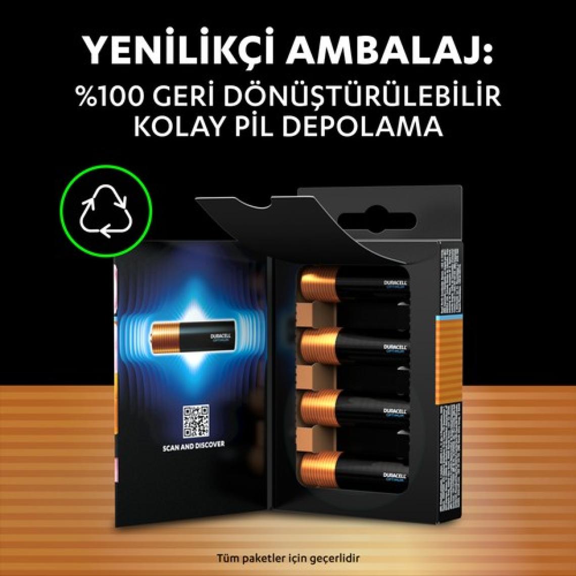 Duracell Optimum AA Pil (4'lü paket), Alkalin Pil 1,5V, LR6 MX1500