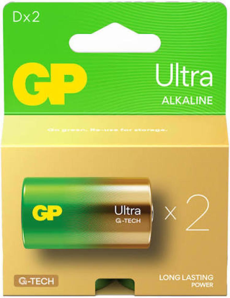 GP Batteries G-Tech Ultra Alkalin Kalın LR20 - D Boy 1.5V Pil 2'li Kart