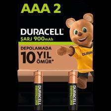 Duracell Şarj Edilebilir AAA Pil (2'li Paket), 900 mAh NiMH, önceden şarj edilmiş, 1 Numaralı En Uzun Ömürlü Şarj Edilebilir pilimiz