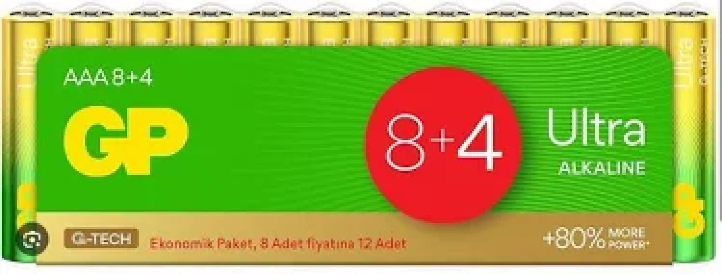 GP G-Tech LR03 AAA Boy Ultra Alkalin İnce Kalem Pil 12'li Paket GP24AU-VS12