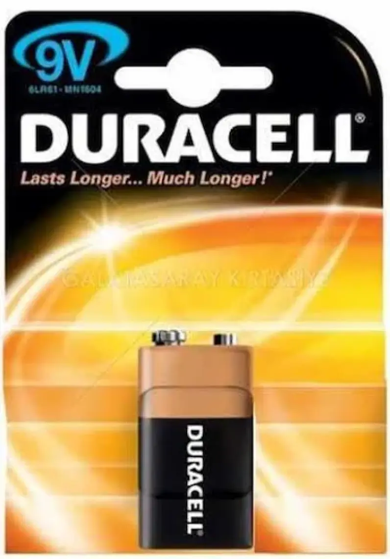 Duracell Alkalin 9V Pil, 6LR61/MN1604 1'li Paket