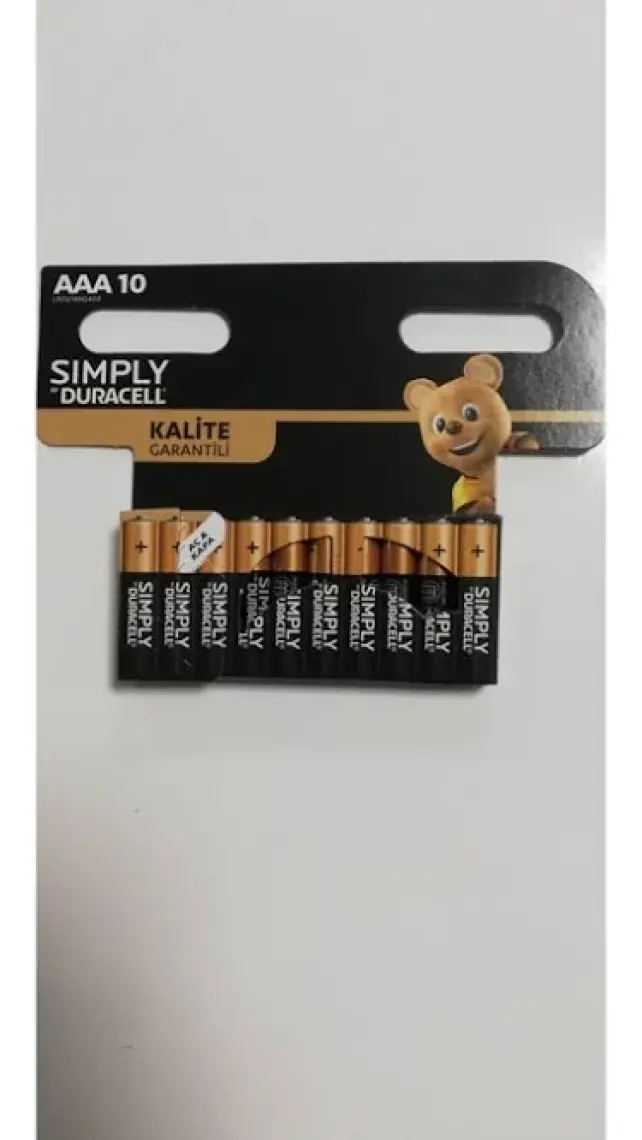 Duracell Alkalin AAA İnce Kalem Pil, 1,5 V LR03/MN2400, 10’lu paket