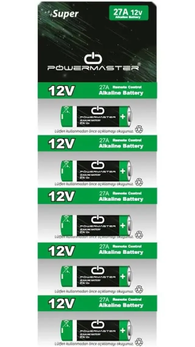 Powermaster 27A 12 Volt Pil 5'li Paket