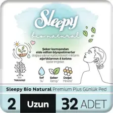 Sleepy Bio Natural Premium Plus Günlük Ped Uzun 32 Adet Ped