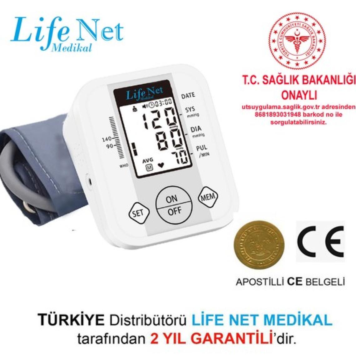 Life Net Medikal Üst Koldan Ölçer Dijital Tansiyon Aleti Nabız Ölçer USB Girişli JN-163D