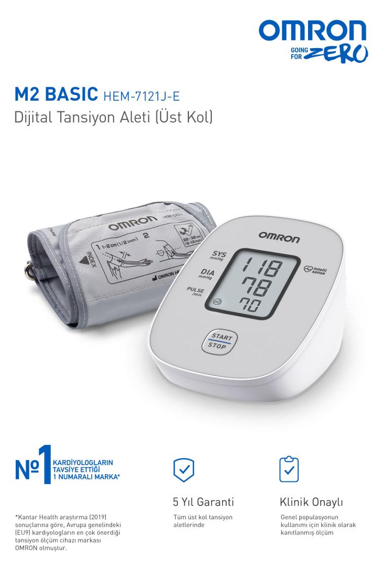 Omron M2 Basic HEM-7121J-E Üst Koldan Ölçer Dijital Tansiyon Aleti
