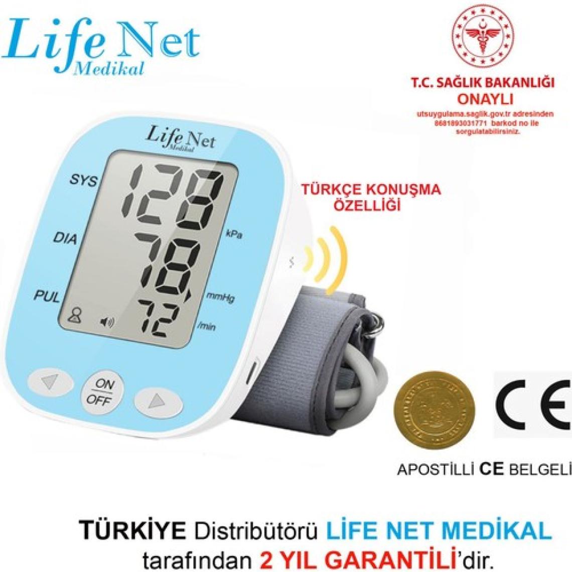 Türkçe Konuşan Life Net Medikal Kol Tipi Dijital Tansiyon Aleti