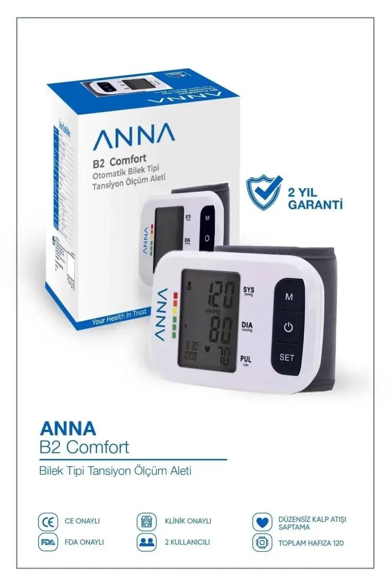 Anna Dijital B2 Comfort Dijital Bilekten Ölçer Tansiyon Aleti Bilek Pilli
