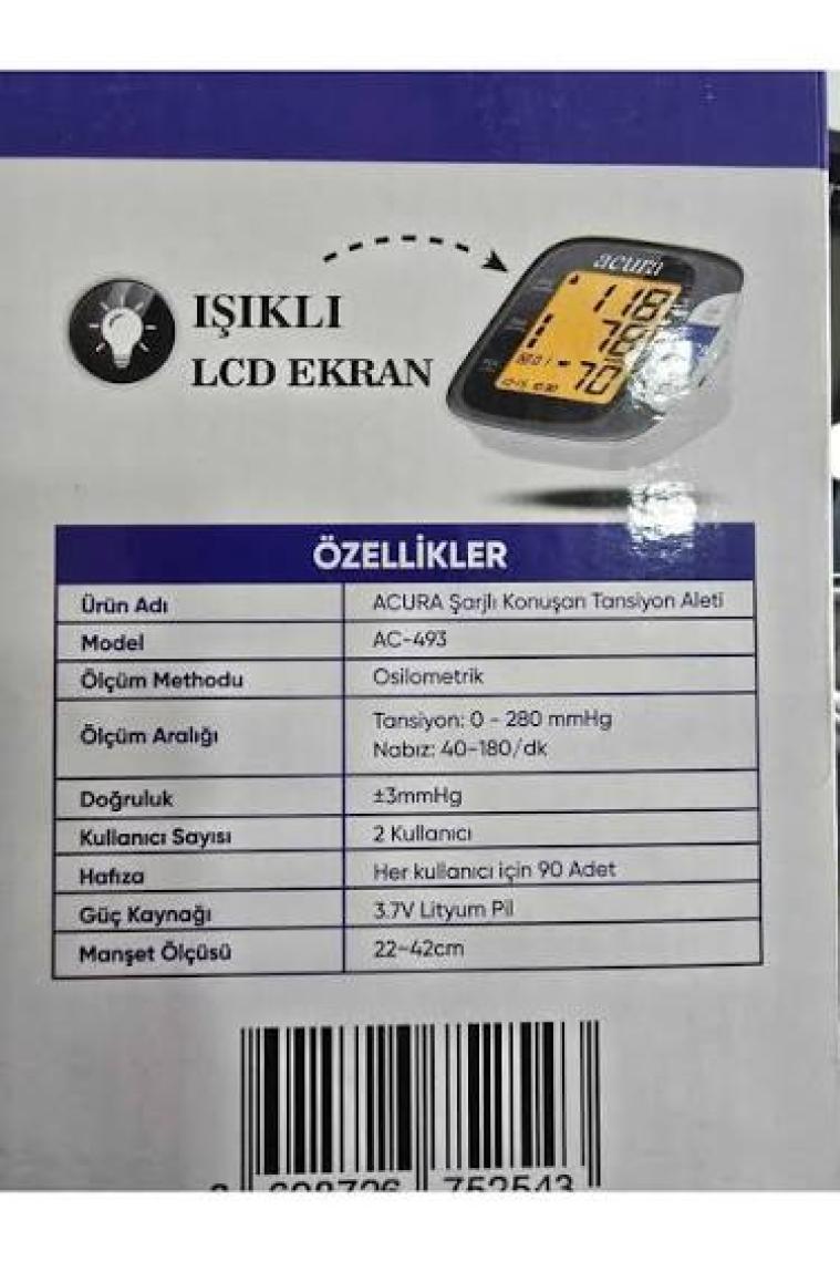 AC-463K Türkçe Konuşan Çift Kullanıcı Özellikli Koldan Tansiyon Aleti Pil Hediyeli