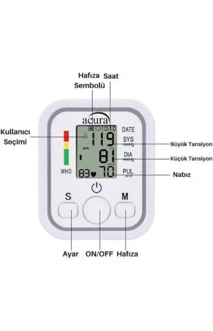 AC-463K Türkçe Konuşan Çift Kullanıcı Özellikli Koldan Tansiyon Aleti Pil Hediyeli