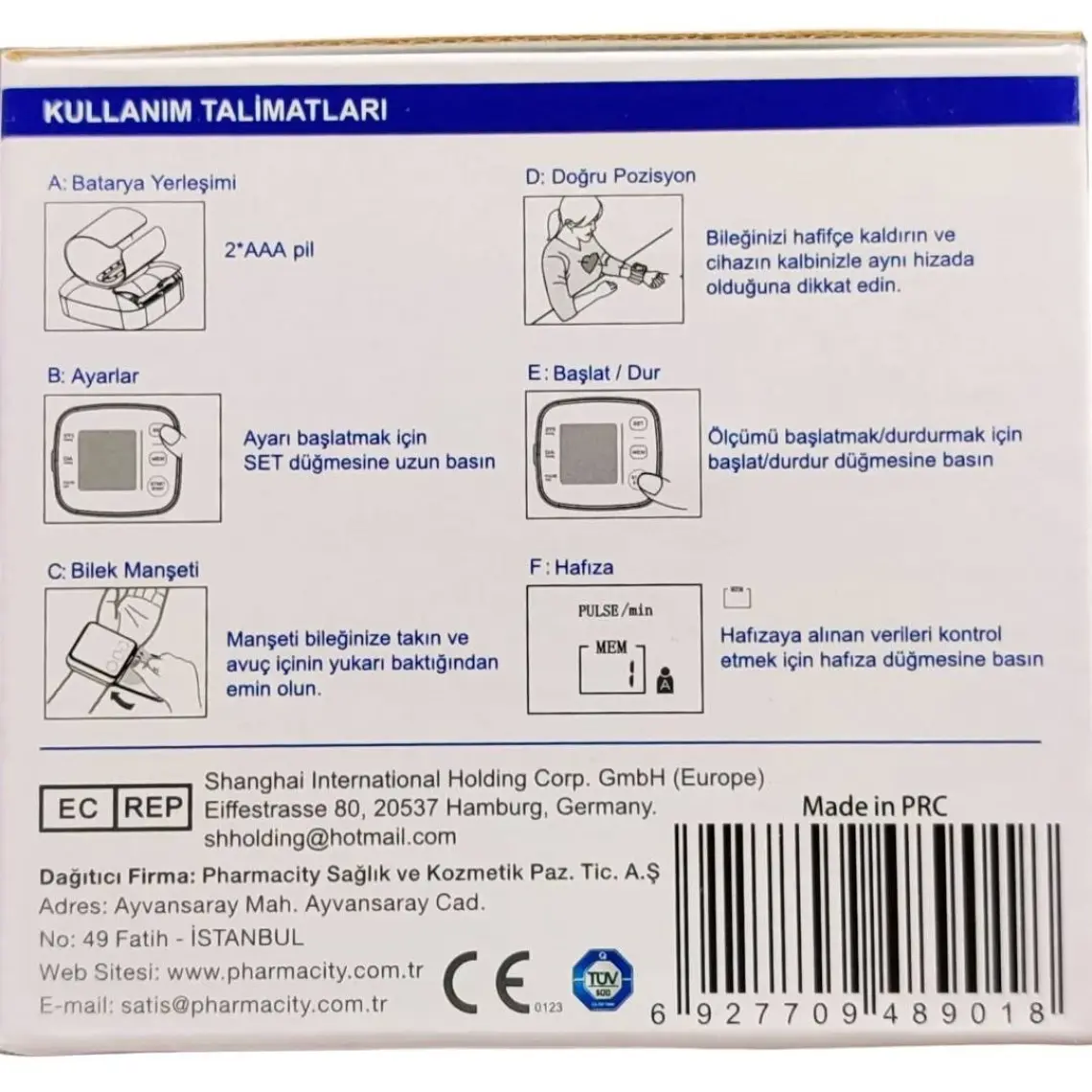 Wohler Bilekten Ölçer Dijital Tansiyon Aleti , Nabız Ölçer , 2 x 120 Ölçüm Hafıza , Saklama Kutulu