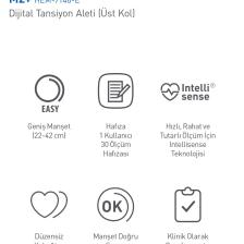 M2+ 30 Ölçüm Hafızalı Geniş Manşetli Üst Koldan Ölçer Dijital Tansiyon Aleti HEM-7146-E