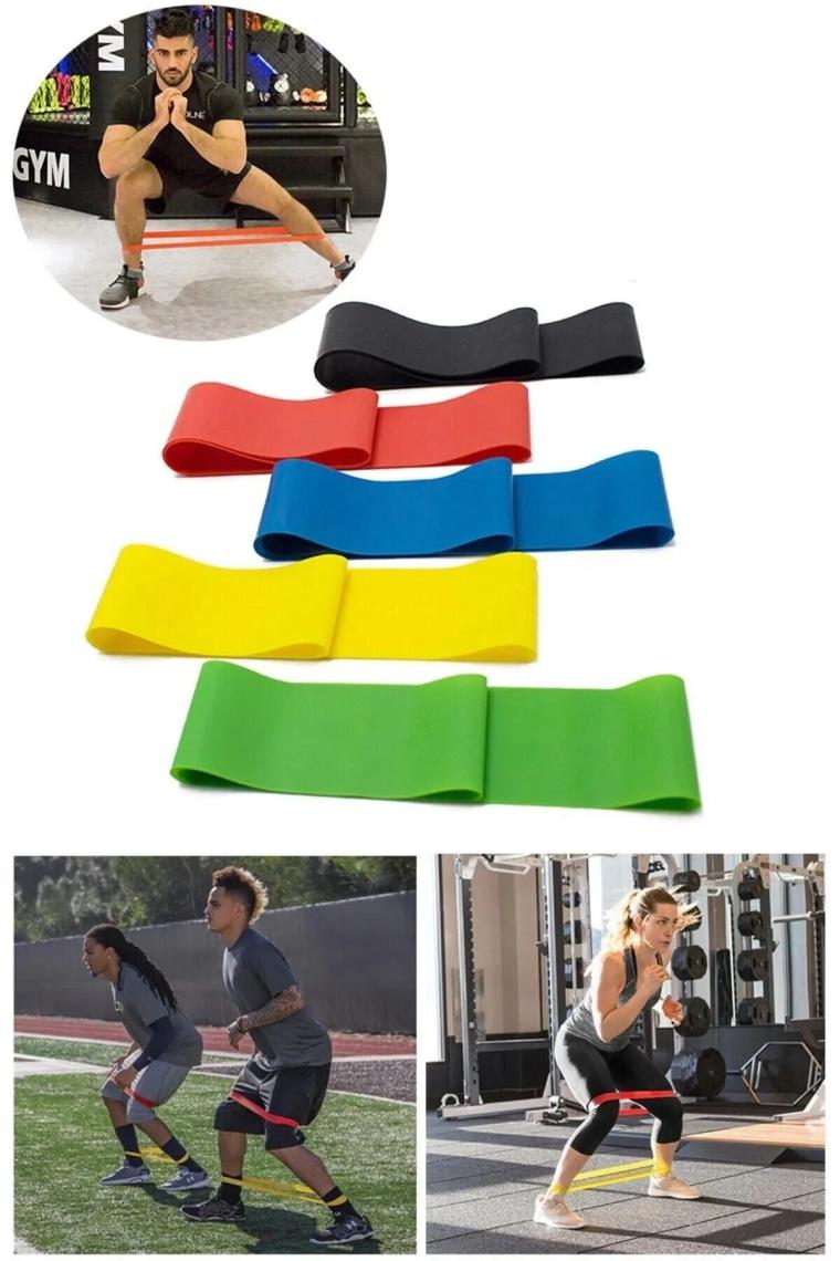 Leyaton 5'li Set Aerobik Band Latex Aerobik Bandı Pilates Yoga Lastiği