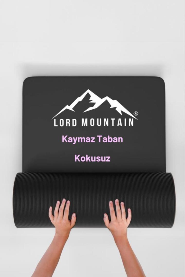 Premium Pilates Yoga Matı,Spor Matı,Egzersiz Matı,Pilates Minderi,Kaymaz Taban,180x55 cm 10 mm Siyah
