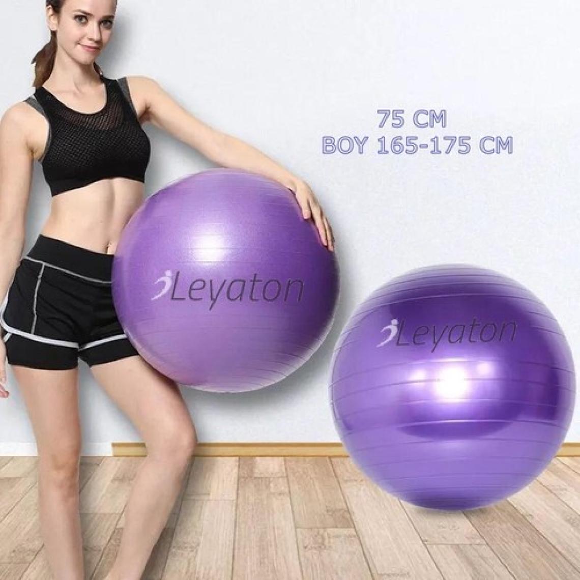 Leyaton 75 cm Pilates Topu Kalın Büyük Boy Pilates Topu Mor Renk+Pompa