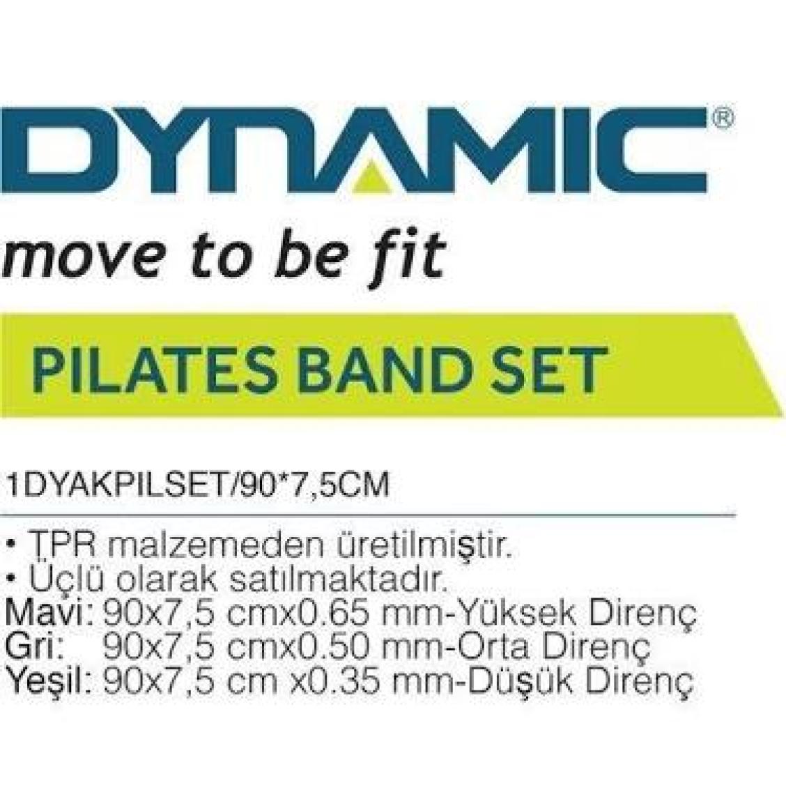 Dynamic 3’lü (Yüksek-Orta-Düşük Direnç) Pilates Bant Seti