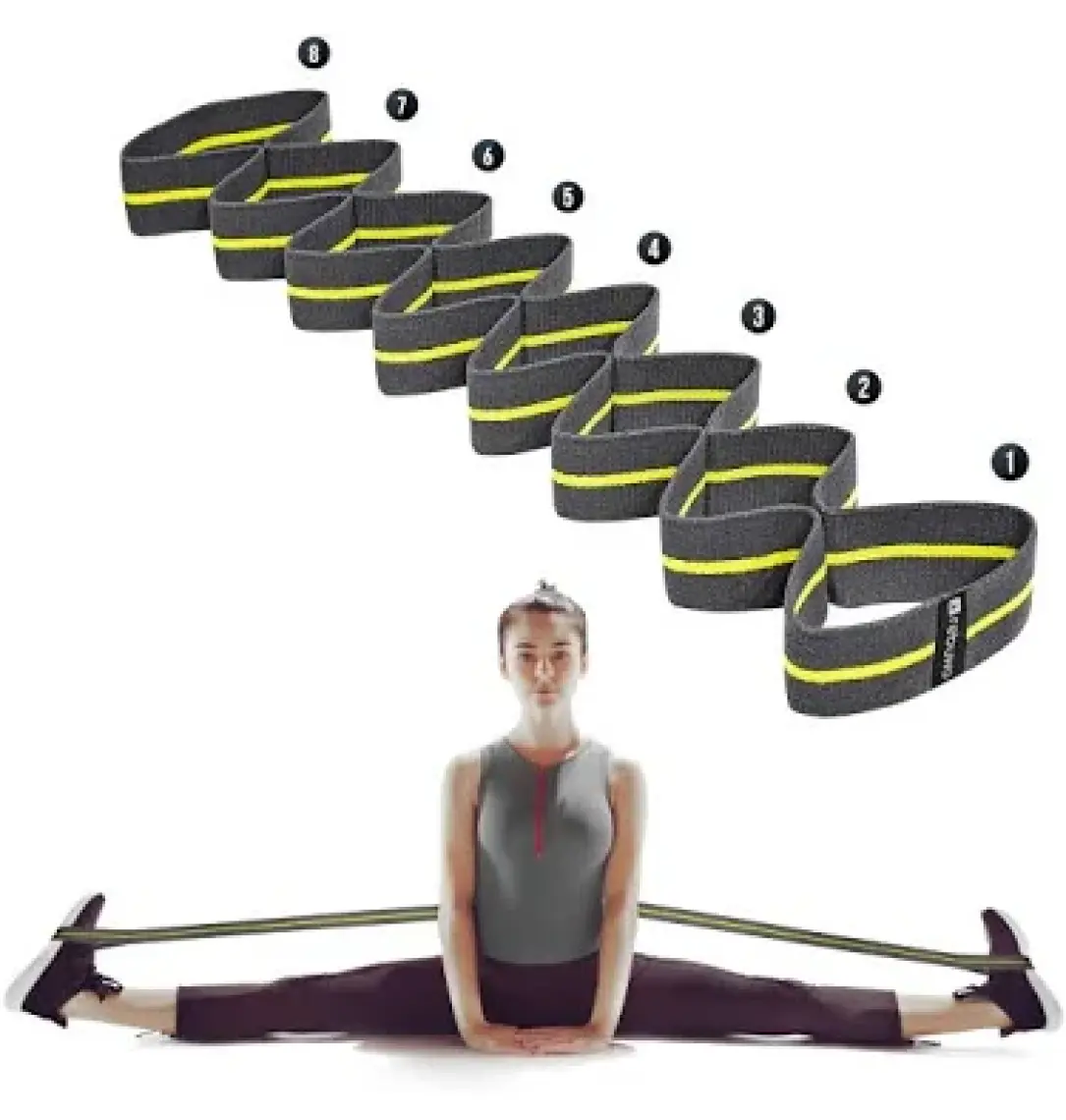 Rebuwo Sekiz Kademeli Pilates Bandı Direnç Bandı Yoga Lastiği Esneme Kayışı Seti