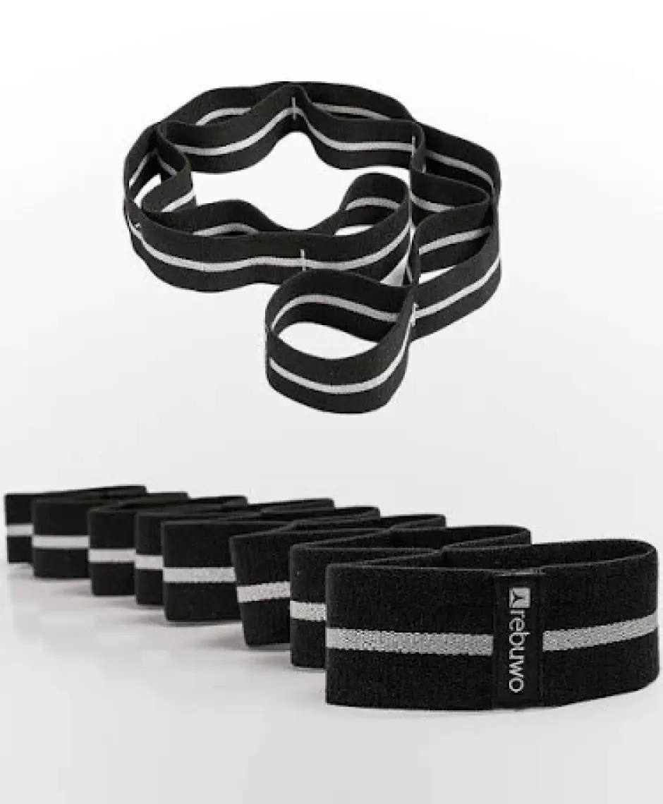 Rebuwo Sekiz Kademeli Pilates Bandı Direnç Bandı Yoga Lastiği Esneme Kayışı Seti