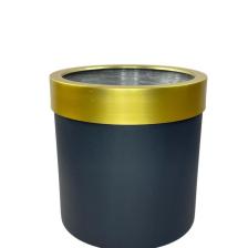 Dekoratif Siyah Vazo Gold Kemerli 26*24 Paslanmaz Aleminyum Malzeme