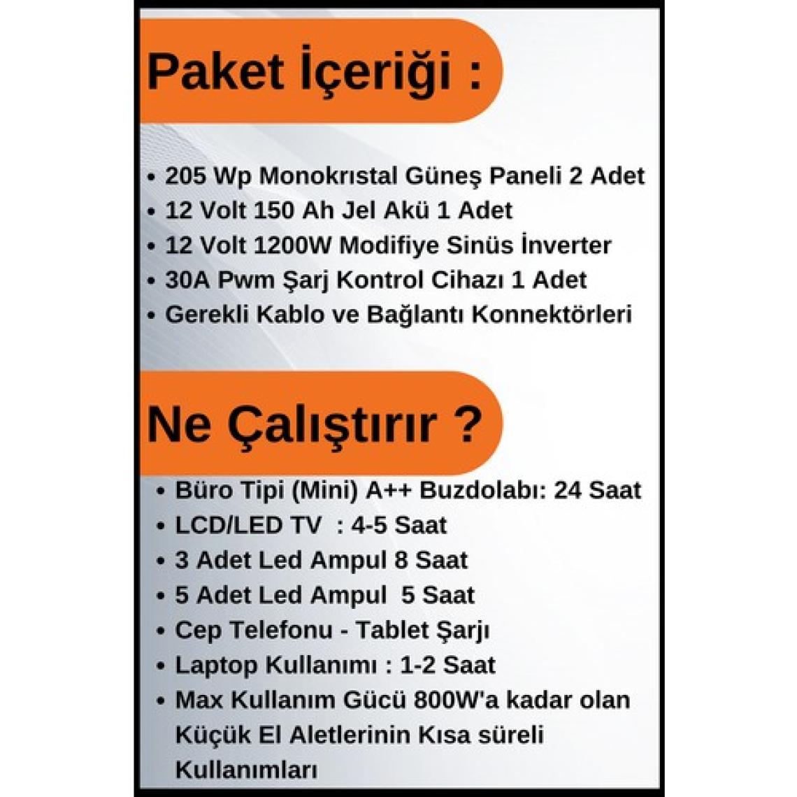 N&D Lighting Büro Tipi Buzdolabı+Tv+Aydınlatma Trenta Mono Solar Paket 3,2kwp