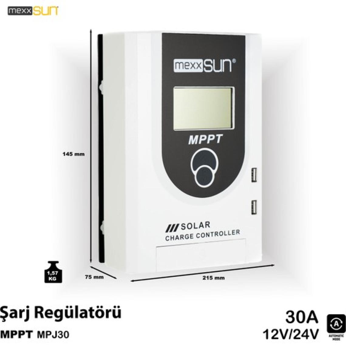 MEXXSUN 30 AMPER MPPT SOLAR ŞARJ REGÜLATÖRÜ DİJİTAL