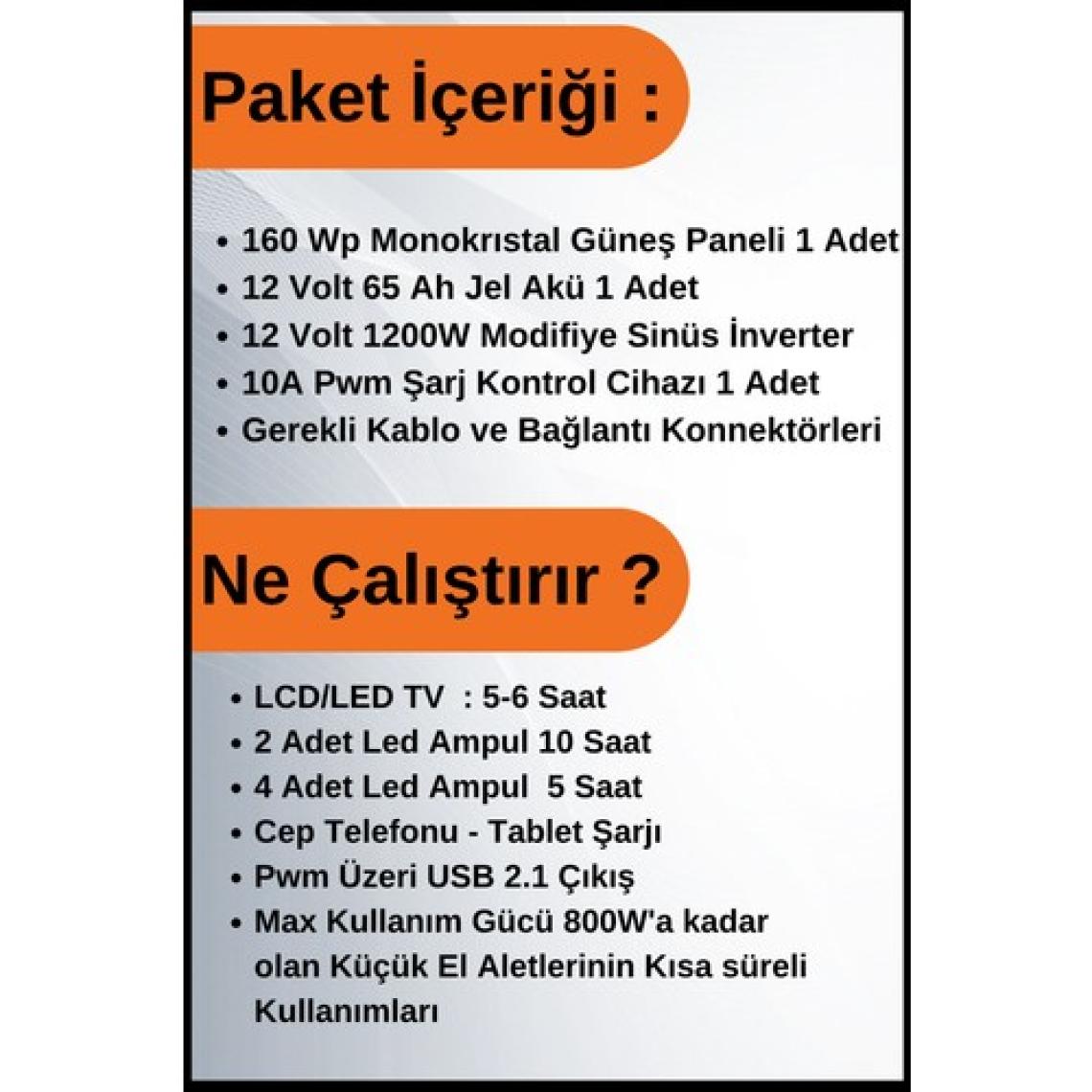 N&D Lighting Tv+Aydınlatma Venti Solar Paket 220 Volt -1,35KWP